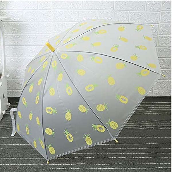 WAYWOC vibrerande fruktmönster paraplyer små fräscha raka designer, genomskinliga och frostade, perfekta promenadgåvor